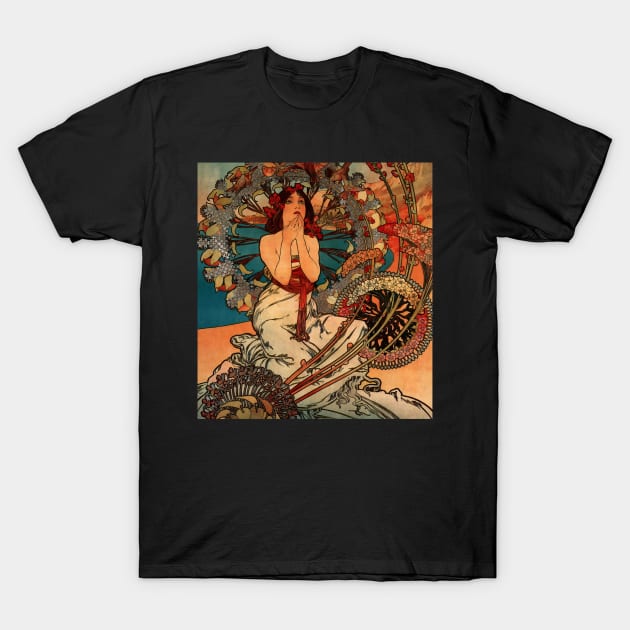 Alphonse Mucha Vintage Poster Art Design T-Shirt by PaperMoonGifts